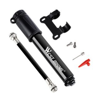 West Biking Bicycle High Pressure Pump Mini Portable Basketball Inflator With Hose, Basketball Inflator With Hose(Black)