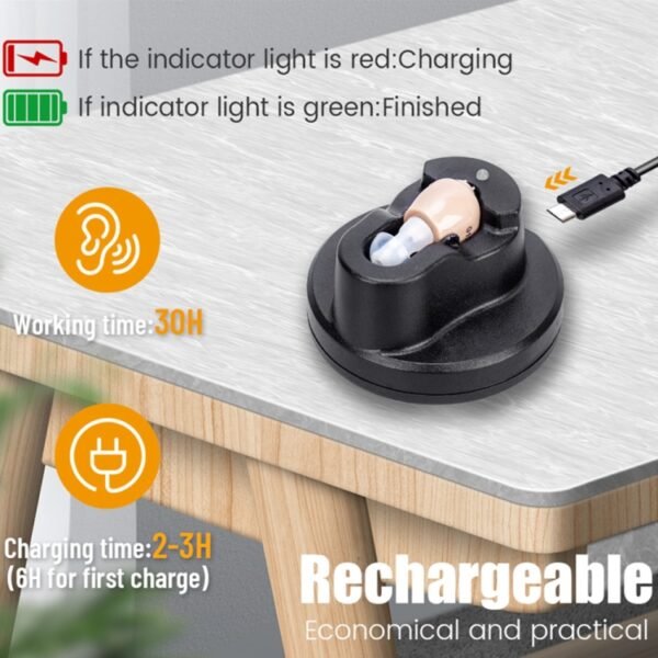 Z-12 Rechargeable In-Ear Sound Amplifier Hearing Aid with USB Cradle Charger - Image 3