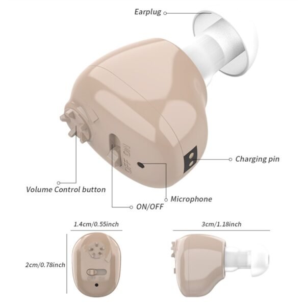 Z-12 Rechargeable In-Ear Sound Amplifier Hearing Aid with USB Cradle Charger - Image 5