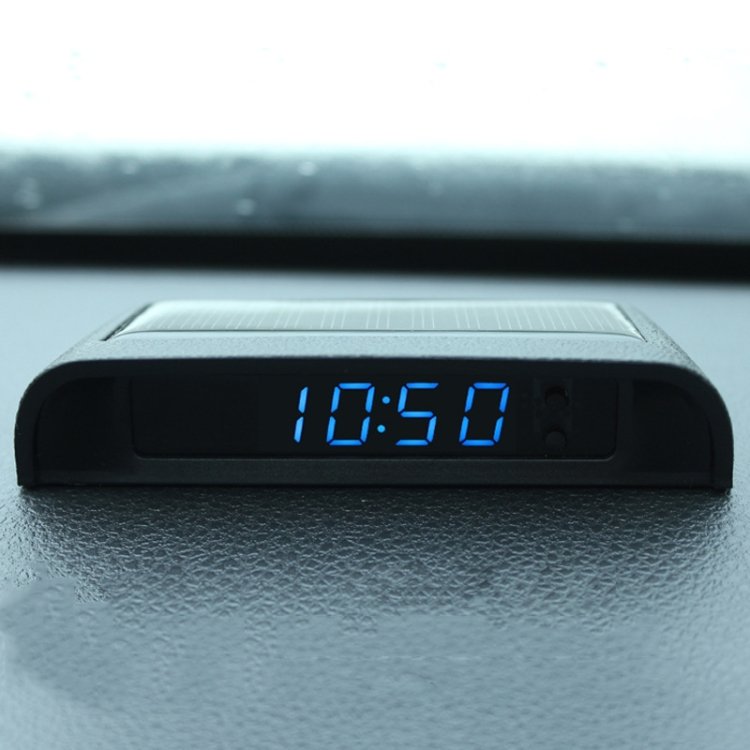 Solar Night Light Car Clock Automotive Electronic Clock Temperature, Time+Date+Week+Temperature