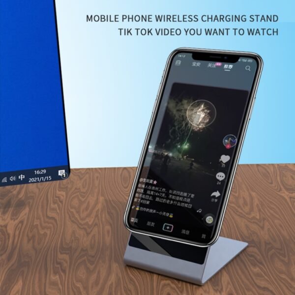 Y13 15W Magnetic Wireless Mobile Phone Holder Charger for iPhone, Black, Silver - Image 4