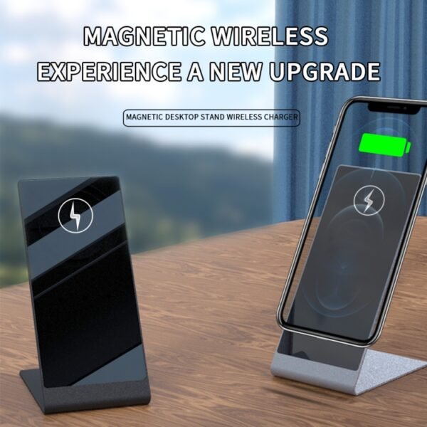 Y13 15W Magnetic Wireless Mobile Phone Holder Charger for iPhone, Black, Silver - Image 5