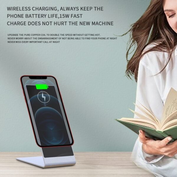 Y13 15W Magnetic Wireless Mobile Phone Holder Charger for iPhone, Black, Silver - Image 7