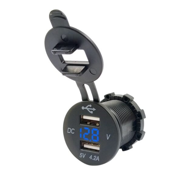 4.2A Dual USB With Voltage Display Mobile Phone Charger Socket Power Supply 12V Car Motorcycle, P13 (Blue Light), P13 (Green Light), P13 (Red Light) - Image 6