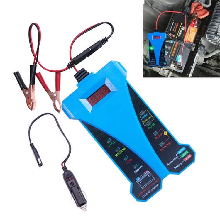 805A 12V Three-In-One Battery Tester Digital Display Tester, Blue, 12V