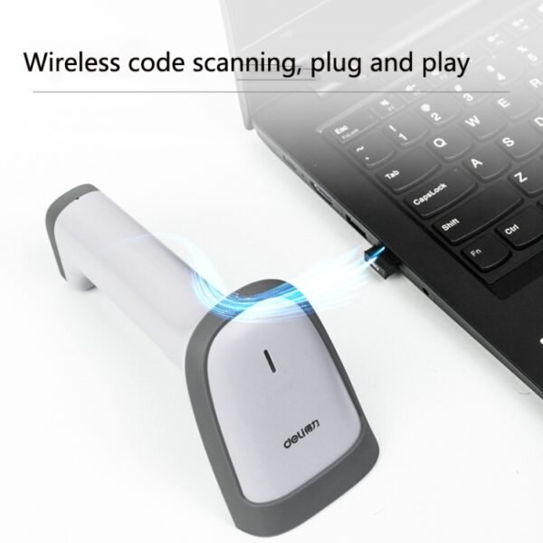 Deli 14881S Handheld Scanner Supermarket Express Single Wireless Scanner, White, Black - Image 4