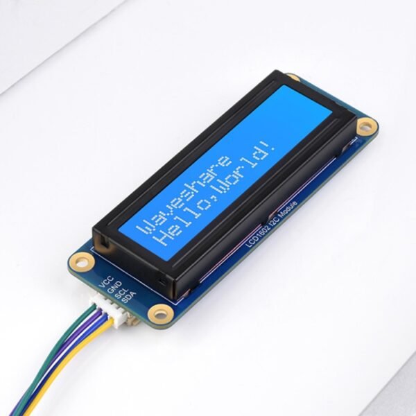 Waveshare 23991 LCD1602 I2C Module, White with Blue Background, 16x2 Characters, 3.3V/5V - Image 2