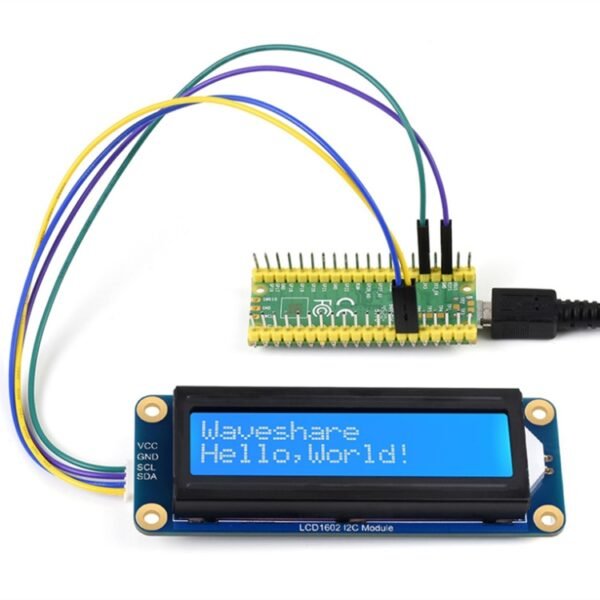 Waveshare 23991 LCD1602 I2C Module, White with Blue Background, 16x2 Characters, 3.3V/5V - Image 6