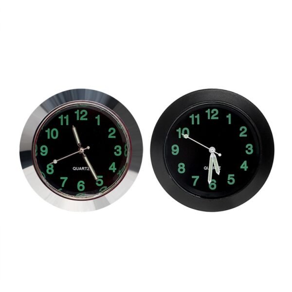 Car Clock Night Light Electronic Clock Car Decoration Quartz, Silver Border, Black Border - Image 2