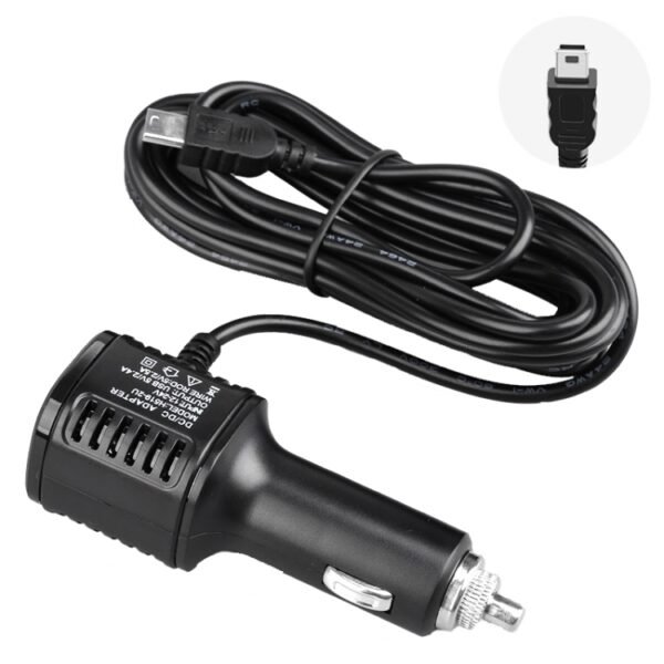 H519 Car Charger Driving Recorder Power Cord Dual USB With Display Charging Line, Specification:, Mini Straight, Mini Right Elbow