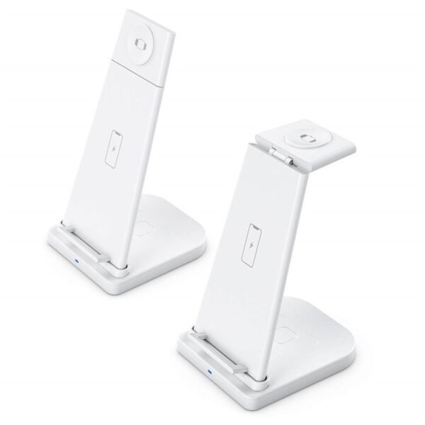 QGeeM QG-WC05 3 In 1 Portable Detachable Wireless Charger, White, Black - Image 5