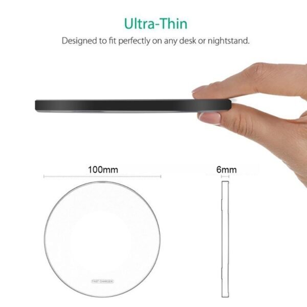 20W QI Metal Mirror Ultra-thin Wireless Charger, White, Black - Image 3