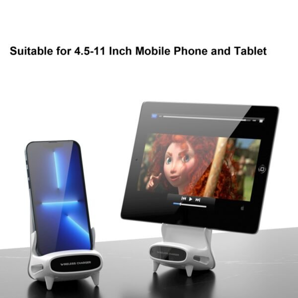 15W Desktop Vertical Loudspeaker Wireless Charging Stand for 4.5-11 Inch Mobile Phone Tablet - Image 4
