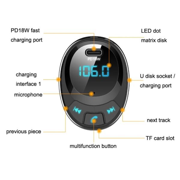 BT09 Car Bluetooth MP3 Digital Display Dual USB Charger, BT09 - Image 4