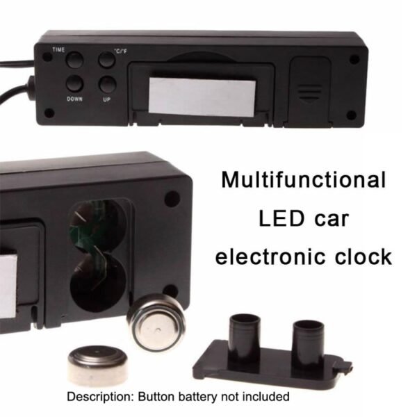 Car Inside And Outside Dual Temperature+Clock+Voltage LED Electronic Display, 4 in 1 Orange+Blue - Image 3