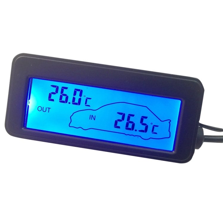 Car Inside and Outside Backlit Mini Digital Thermometer, Blue, Green, Red