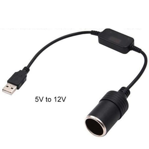 2 PCS Car USB to Cigarette Lighter Socket 5V to 12V Boost Power Adapter Cable, 60cm, 120cm - Image 5