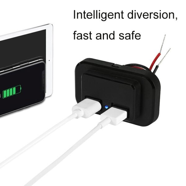 3.1A Punch-Free Automatic Spring Cover RV Bus Modified Car Charger Dual USB Car Charger, 3.1A - Image 6
