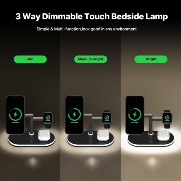 UD23 15W 3 In 1 Desktop Aluminum Alloy Wireless Charger, For Smartphone&iWatch&AirPods, UD23 - Image 6