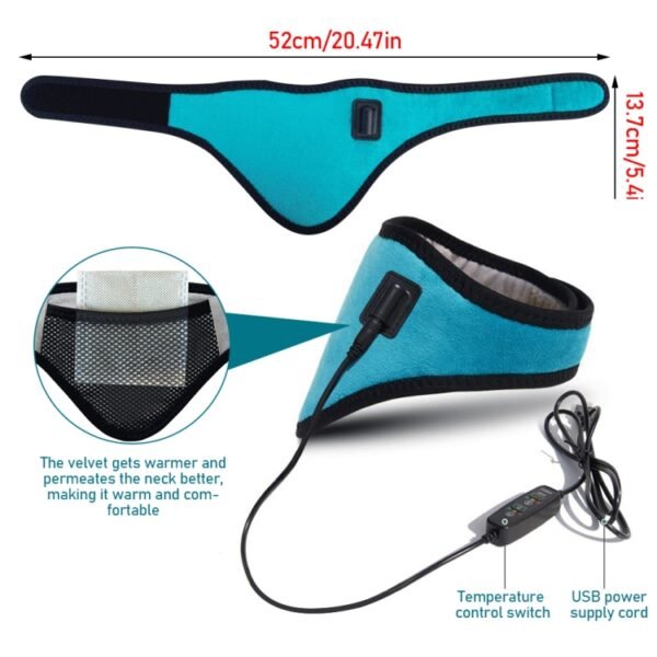 USB Electric Heating Neck Protector Graphene Wormwood Neck Pain Relief Tool - Image 3