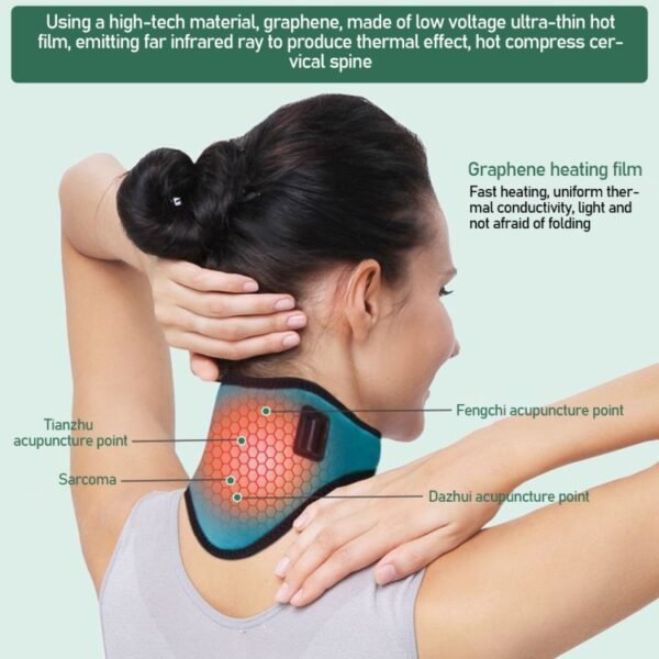 USB Electric Heating Neck Protector Graphene Wormwood Neck Pain Relief Tool - Image 5