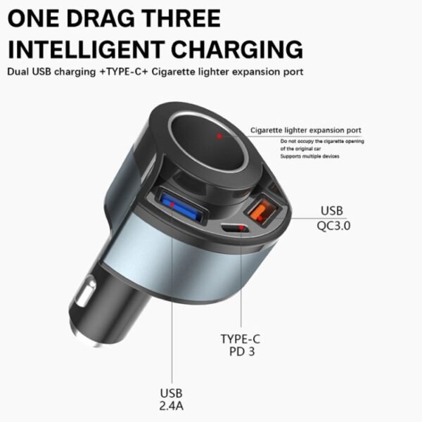 5V3A Cigarette Lighter PD Super Fast Charging Multifunctional Car Charger, 5V 3A Black, 5V 3A White - Image 3