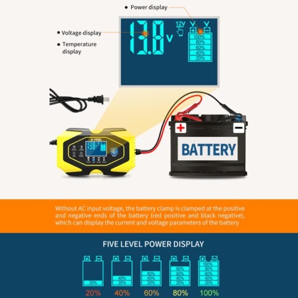 E-FAST Car Battery Charging LED Current Voltage Power Display Charger, EU Plug, US Plug, UK Plug, AU Plug, JPN Plug - Image 8