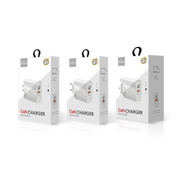 A502 65W USB-C/Type-C+USB Dual Port GaN Charger QC3.0 Laptop Universal Charger, EU Plug Black, EU Plug White, US Plug Black, US Plug White, UK Plug Black, UK Plug White - Image 7