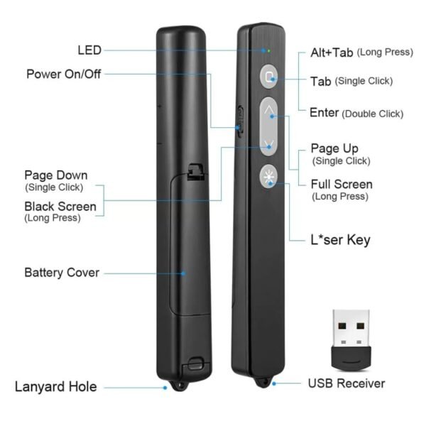 2.4GHz Multifunctional USB Wireless PPT Laser Page Turning Pen Electronic Laser Pointer Pen, K200 - Image 3