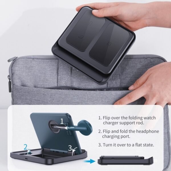 3 In 1 Wireless Charger For Samsung Galaxy Z Fold Mobile Phone Earphones & Smart Watches, F16A - Image 6