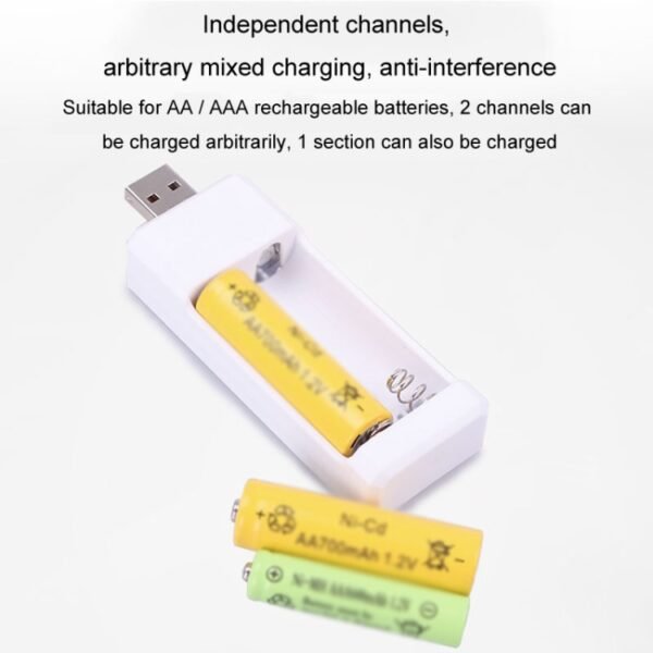 Directly Inserted 2 Slots USB AA / AAA Rechargeable Battery Charger - Image 3