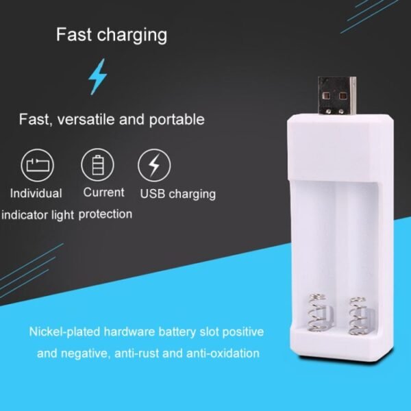 Directly Inserted 2 Slots USB AA / AAA Rechargeable Battery Charger - Image 5