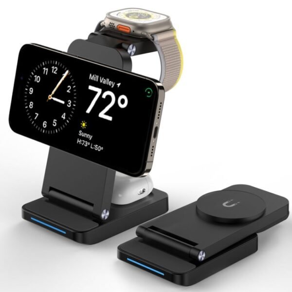 S90-3 3-in-1 Magnetic Folding Wireless Charger Phone Earphone Watch Fast Charging Stand - Image 9
