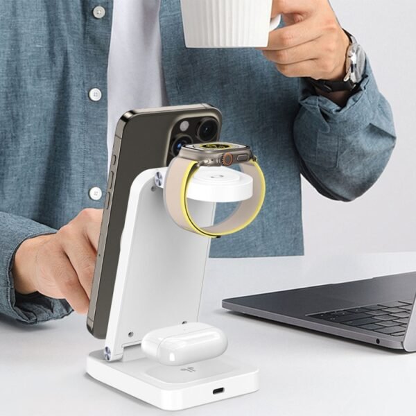 S90-3 3-in-1 Magnetic Folding Wireless Charger Phone Earphone Watch Fast Charging Stand - Image 10