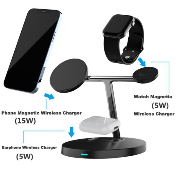 D10 3-In-1 15W Magnetic Mobile Phone Earphone Watch Wireless Fast Charger - Image 4
