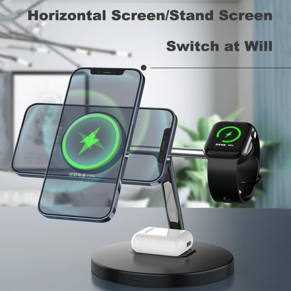 D10 3-In-1 15W Magnetic Mobile Phone Earphone Watch Wireless Fast Charger - Image 6