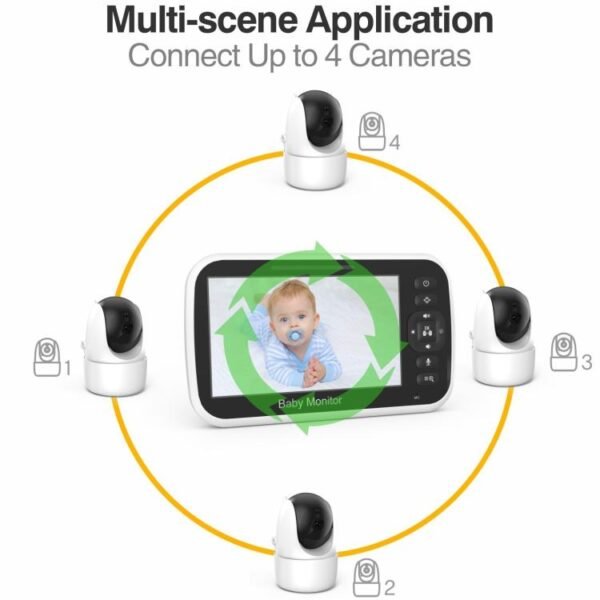 5 inch LCD Screen Auto Night Vision Baby Monitor, US Plug, EU Plug, UK Plug, AU Plug - Image 4