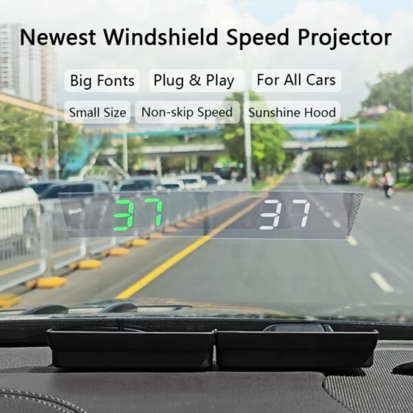 W1 Car HUD Head-up Display GPS Speedometer Speed Display, KM, MPH - Image 4