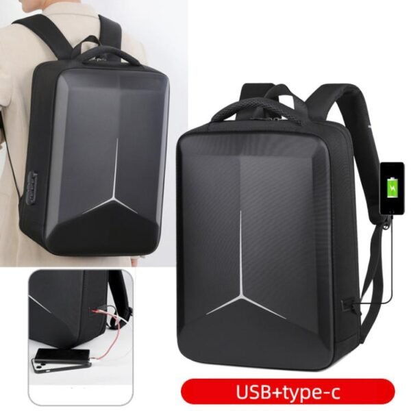 17.3-18 Inch Hard Shell Laptop Backpack with USB+Type-C Charging Ports Unisex Anti-Theft  Business Travel Bag, Gray, Blue, Black, Airbag Black, Airbag Gray, Airbag Blue - Image 2