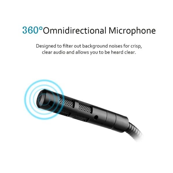 USB Condenser Microphone with Cable for Computer PC Desktop Laptop Notebook Cable Recording Gaming Podcasting, Black - Image 2