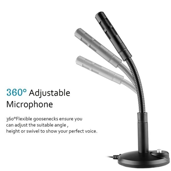 USB Condenser Microphone with Cable for Computer PC Desktop Laptop Notebook Cable Recording Gaming Podcasting, Black - Image 3