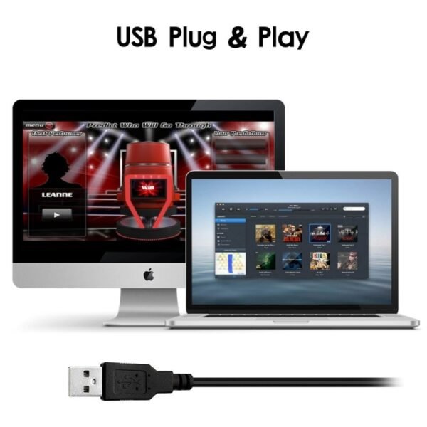 USB Condenser Microphone with Cable for Computer PC Desktop Laptop Notebook Cable Recording Gaming Podcasting, Black - Image 4