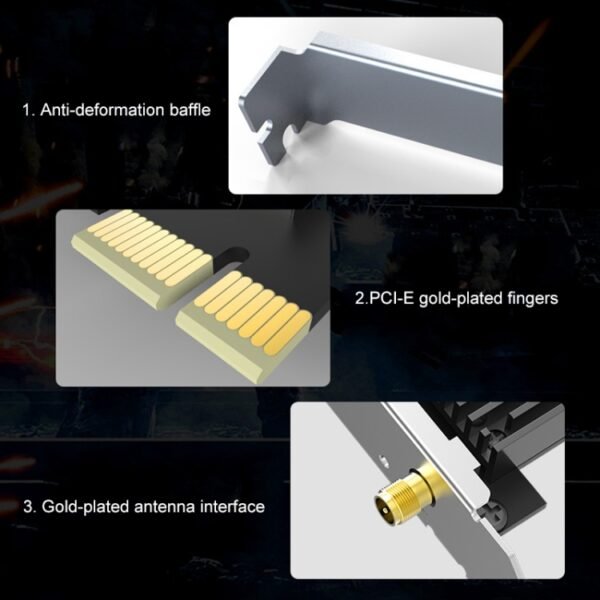 COMFAST CF-AX200 PRO 3000Mbps Bluetooth PCI-E Wifi Network Card Adapter with 2 Antennas - Image 3