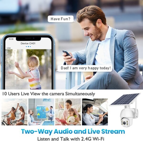 T16 1080P Full HD Solar Powered WiFi Camera, Support PIR Alarm, Night Vision, Two Way Audio, TF Card - Image 4