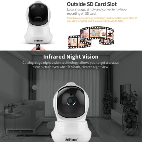 SriHome SH020 3.0 Million Pixels 1296P HD AI IP Camera, Support Two Way Talk / Auto Tracking / Humanoid Detection / Night Vision / TF Card, AU Plug, SH020 - Image 10