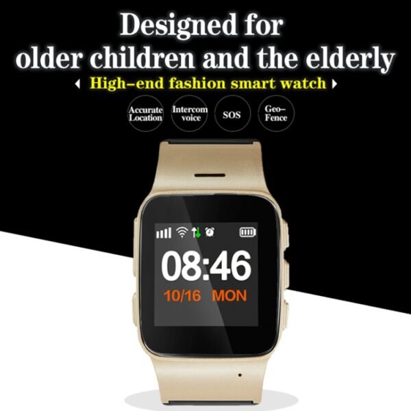 D99+ 1.22 inch HD LCD Screen GPS Smartwatch for the Elder Waterproof, Support GPS + LBS + WiFi Positioning / Two-way Dialing / Voice Monitoring / One-key First-aid / Wrist off Alarm / Safety Fence, D99+ Rose Gold - Image 4