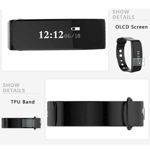 TLW05 0.86 inch OLED Display Bluetooth Smart Bracelet, IP66 Waterproof Support Pedometer / Calls Remind / Sleep Monitor / Sedentary Reminder / Alarm / Remote Capture, Compatible with Android and iOS Phones, 05 Black, 05 Orange, 05 Blue - Image 3