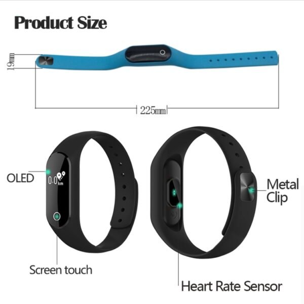 TLW25 0.42 inch OLED Display Bluetooth Smart Bracelet, IP66 Waterproof, Support Heart Rate Monitor / Pedometer / Calls Remind / Sleep Monitor / Sedentary Reminder / Alarm / Remote Capture, Compatible with Android and iOS Phones, 25 Black, 25 Blue - Image 2