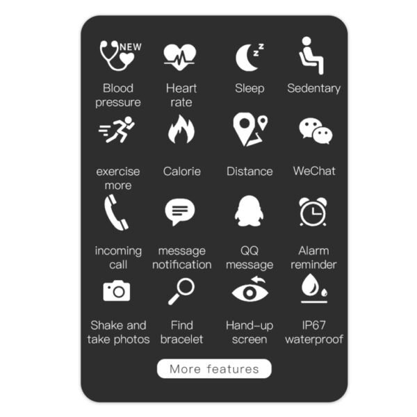 KY108 1.3 inches 240x240 Resolution Smart Bracelet IP67 Waterproof, Support Call Reminder /Heart Rate Monitoring /Sleep Monitoring /Blood Pressure Monitoring /Blood Oxygen Monitoring - Image 4