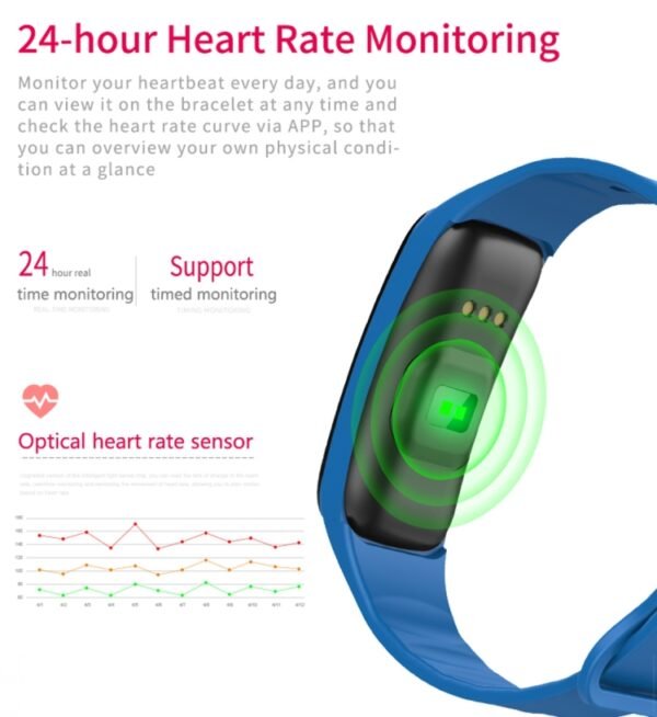 CHIGU C1Plus Fitness Tracker 0.96 inch IPS Screen Smartband Bracelet, IP67 Waterproof, Support Sports Mode / Blood Pressure / Sleep Monitor / Heart Rate Monitor / Fatigue Monitor / Sedentary Reminder, C1 Plus Black, C1 Plus Blue, C1 Plus Purple... - Image 9
